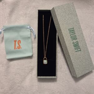 Taylor Swift New The Life of a Showgirl Opalite Gold Tone Lock Necklace TLOAS